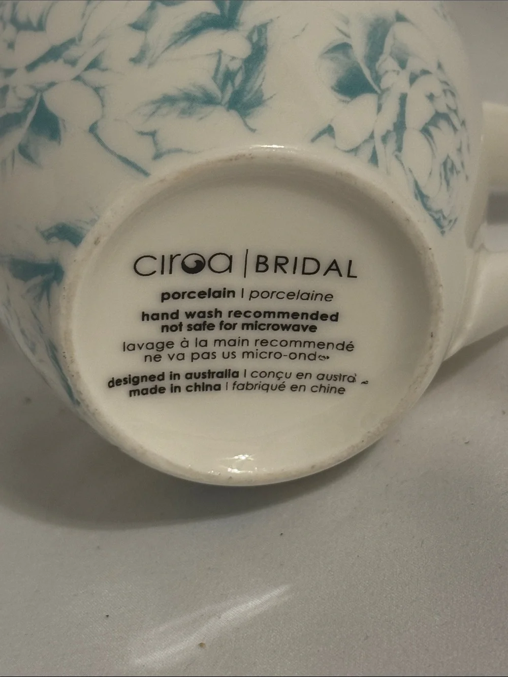 Mother of the Bride Ciroa Blue Floral Porcelain Mug Coffee Gold Metallic Accent